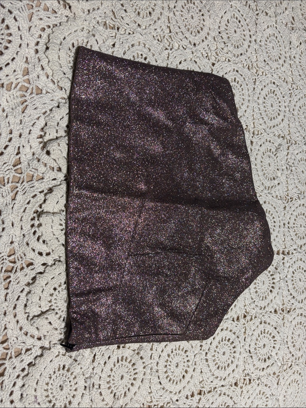 superdown Metallic Purple Glitter Strapless Top